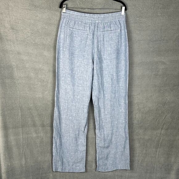 Athleta Pants Womens 8T Blue Linen Retreat Wide Leg Resort Beach Coastal Preppy - Picture 6 of 14